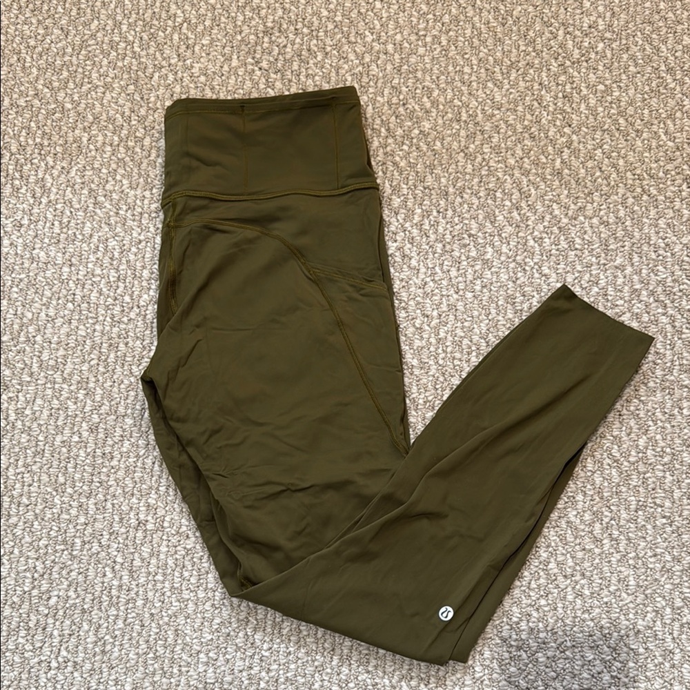 Lululemon Athletica Green Leggings with Wide Waistband